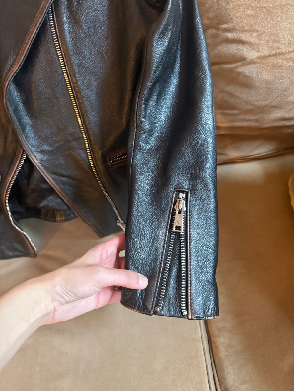 Prada Black Leather Bomber Jacket with Silver Hardware - Picture 3 of 10